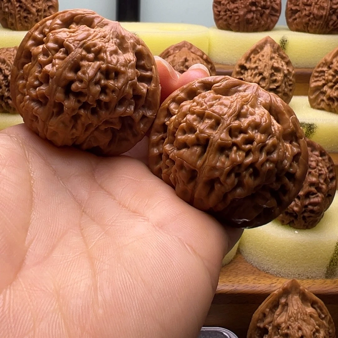 吊坠文玩核桃莲花手把件44