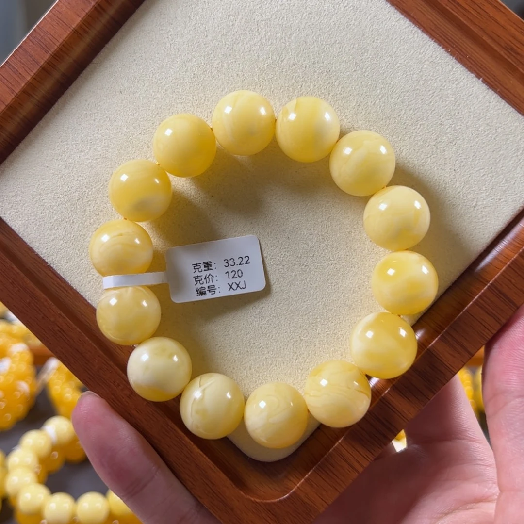 裸石蜜蜡未镶嵌16mm焦皮鸡油黄同料圆珠浓蜡xxj