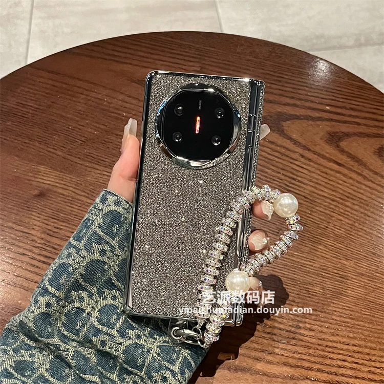 适用华为matex5手机壳新款matex6奢华闪钻手链x6全包中轴壳膜一体