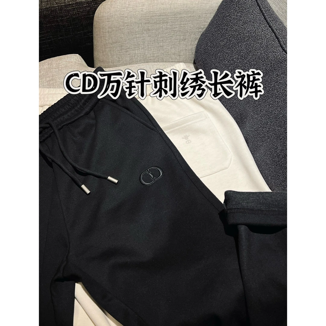 【简约羊毛长裤】羊毛混纺480克厚款字母刺绣男士新款休闲装长裤子