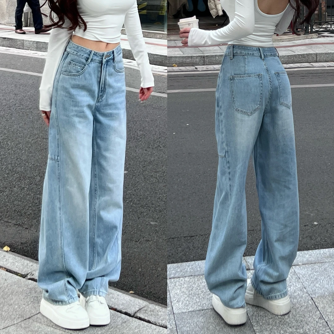 《慵懒清晨》显瘦 显高 显腿直 立体剪裁水洗弯刀牛仔裤（K658）春秋