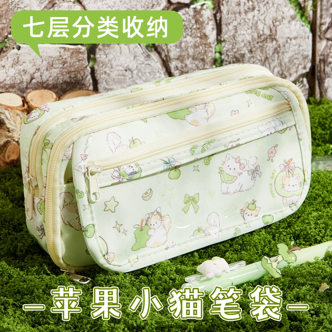 苹果小猫痛包笔袋ins女生2025新款高颜值文具盒大容量学生铅笔盒