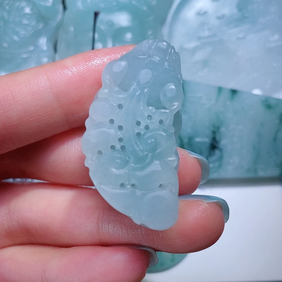 定制翡翠未镶嵌毛货付款后确认抛光