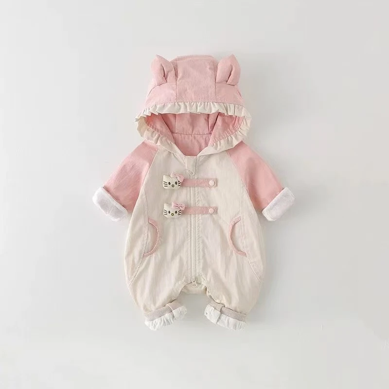 婴儿衣服春秋款女宝宝连体衣春装新款假两件哈衣春季小月龄外出服