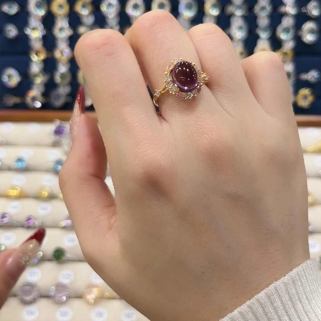 紫晶女款银S925镶嵌戒指