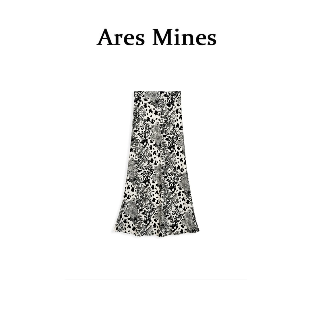 【盛朗熙Ares Mines】周末美术馆 松弛轻雅定制印花A字半身裙长裙