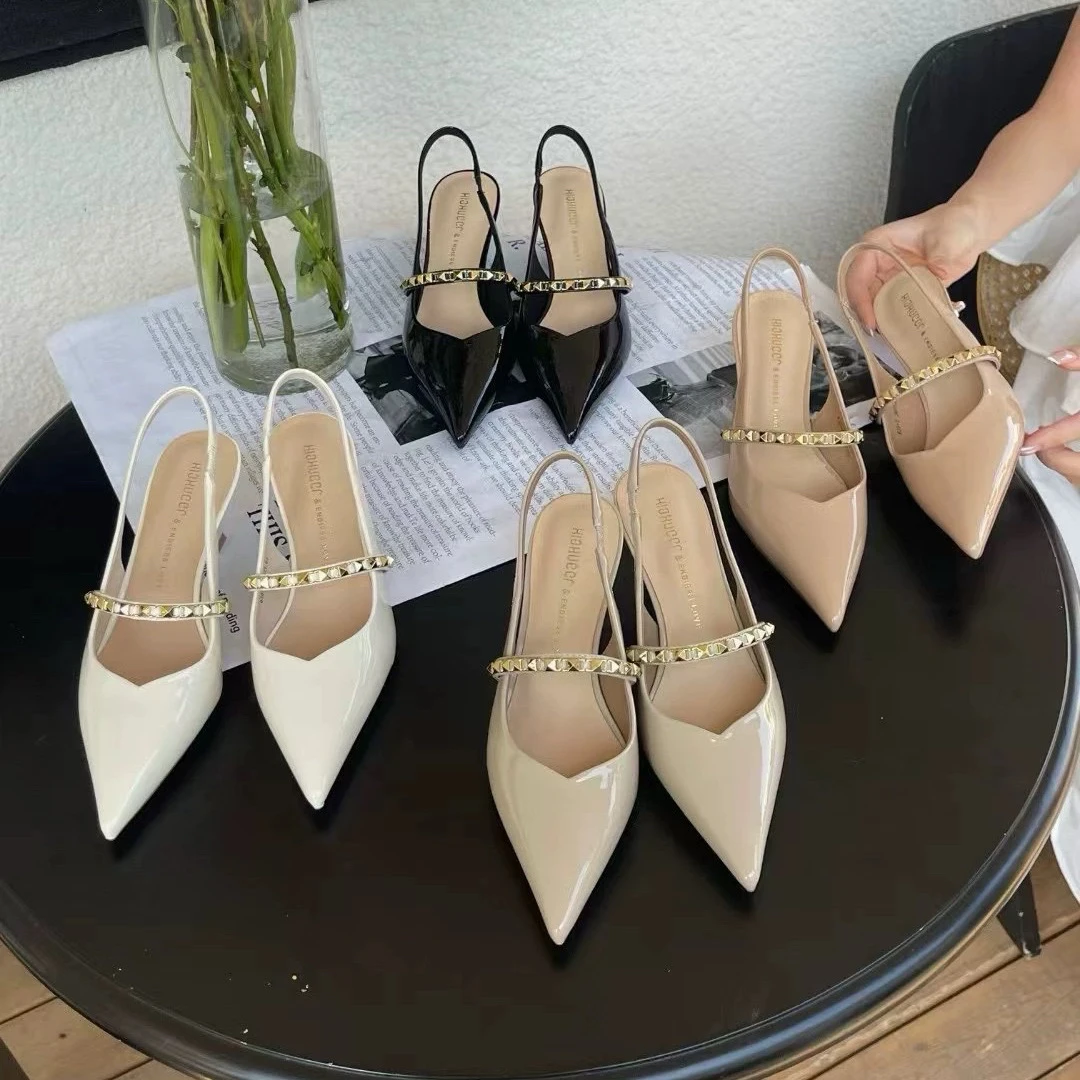 2025春夏新款尖头细跟高跟水钻性感不累脚后空时尚凉鞋女630-2