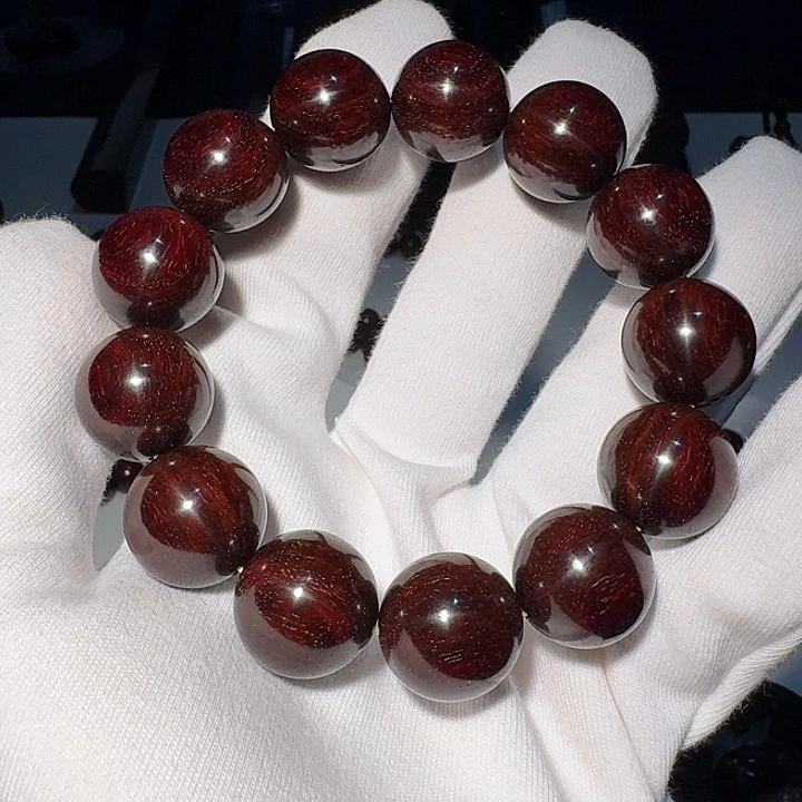 老***流小叶紫檀手串/手链超精工高油密黑飘红日本三味线琴料