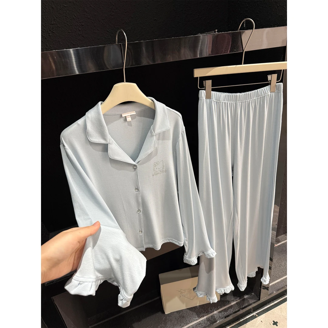 纯欲软糯kitty猫莫代尔睡衣女春秋季2025新款长袖长裤居家服套装