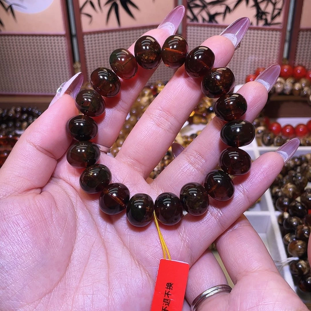 琥珀未镶嵌手链抚顺琥珀14+血珀手串