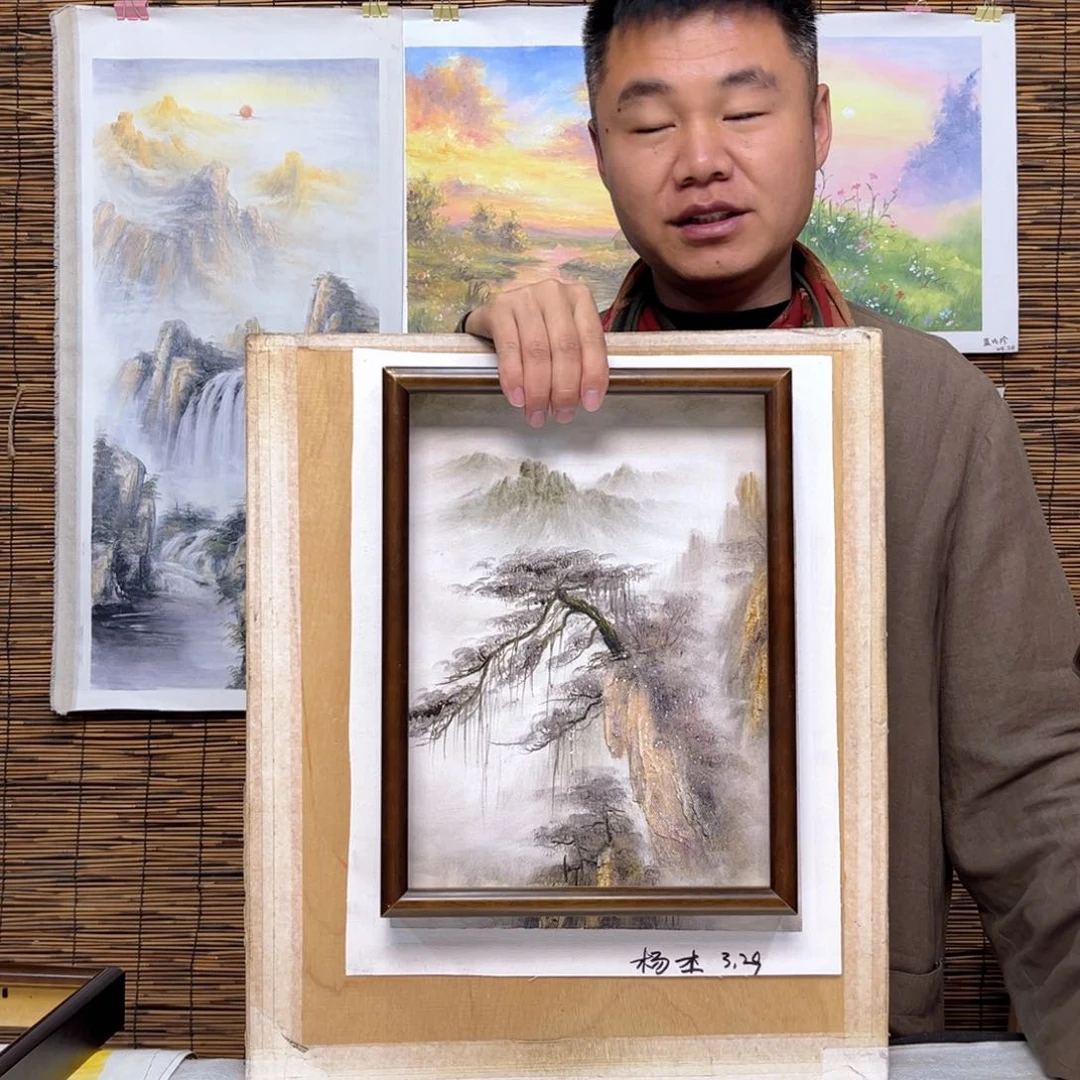 油画行路人小院绘画作品竞拍
