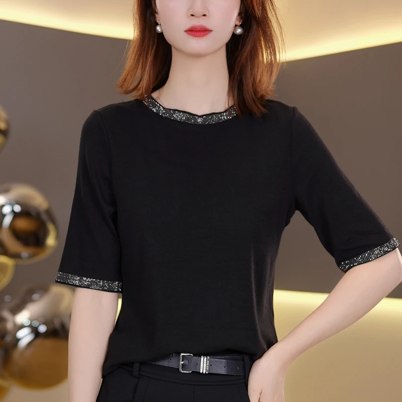 2025气质新款短袖T恤女显瘦洋气半袖上衣 8928