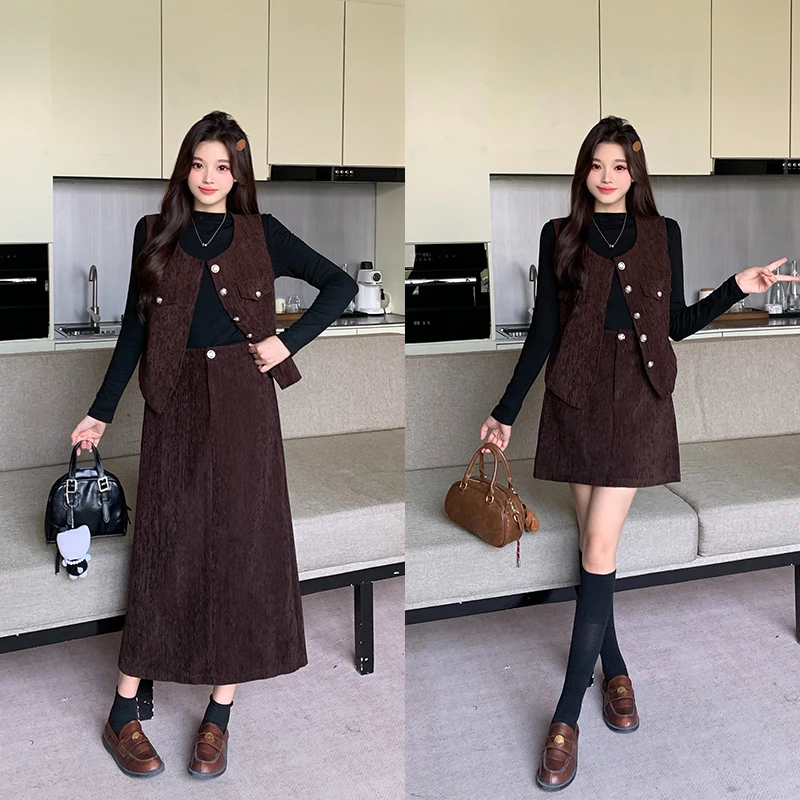 秋季时尚显瘦大码女装三件套套装 6123