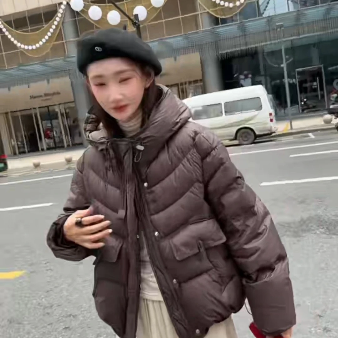 韩系简约连帽休闲时尚短款棉服