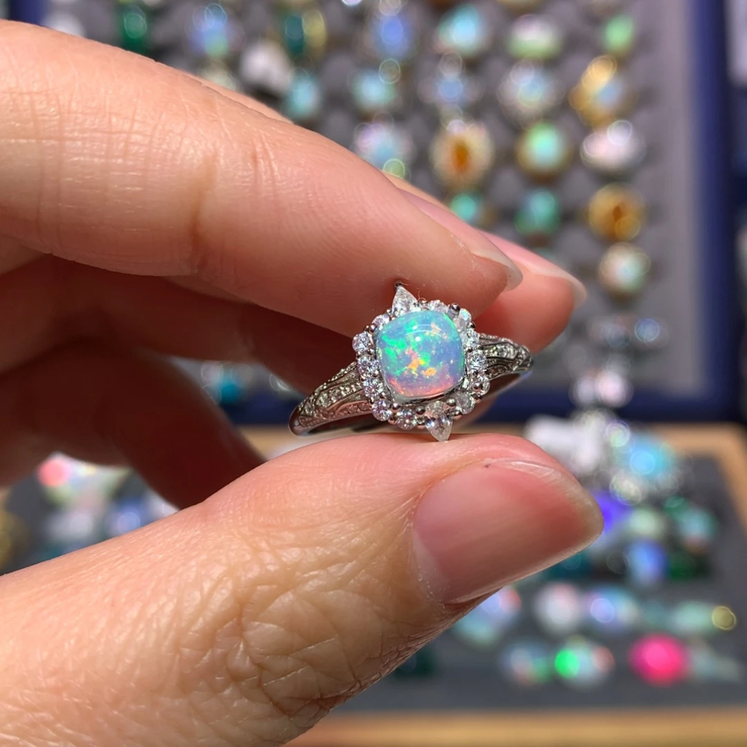 银S925镶嵌欧泊戒指款式