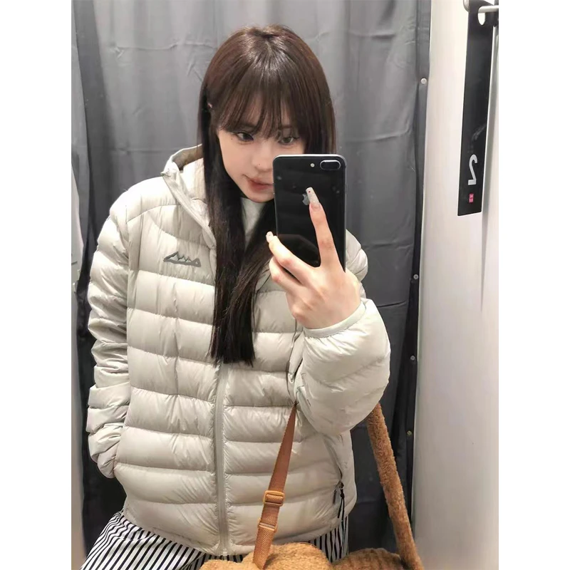 2025新款韩版修身排骨羽绒服女冬季轻薄情侣棉衣保暖连帽外套