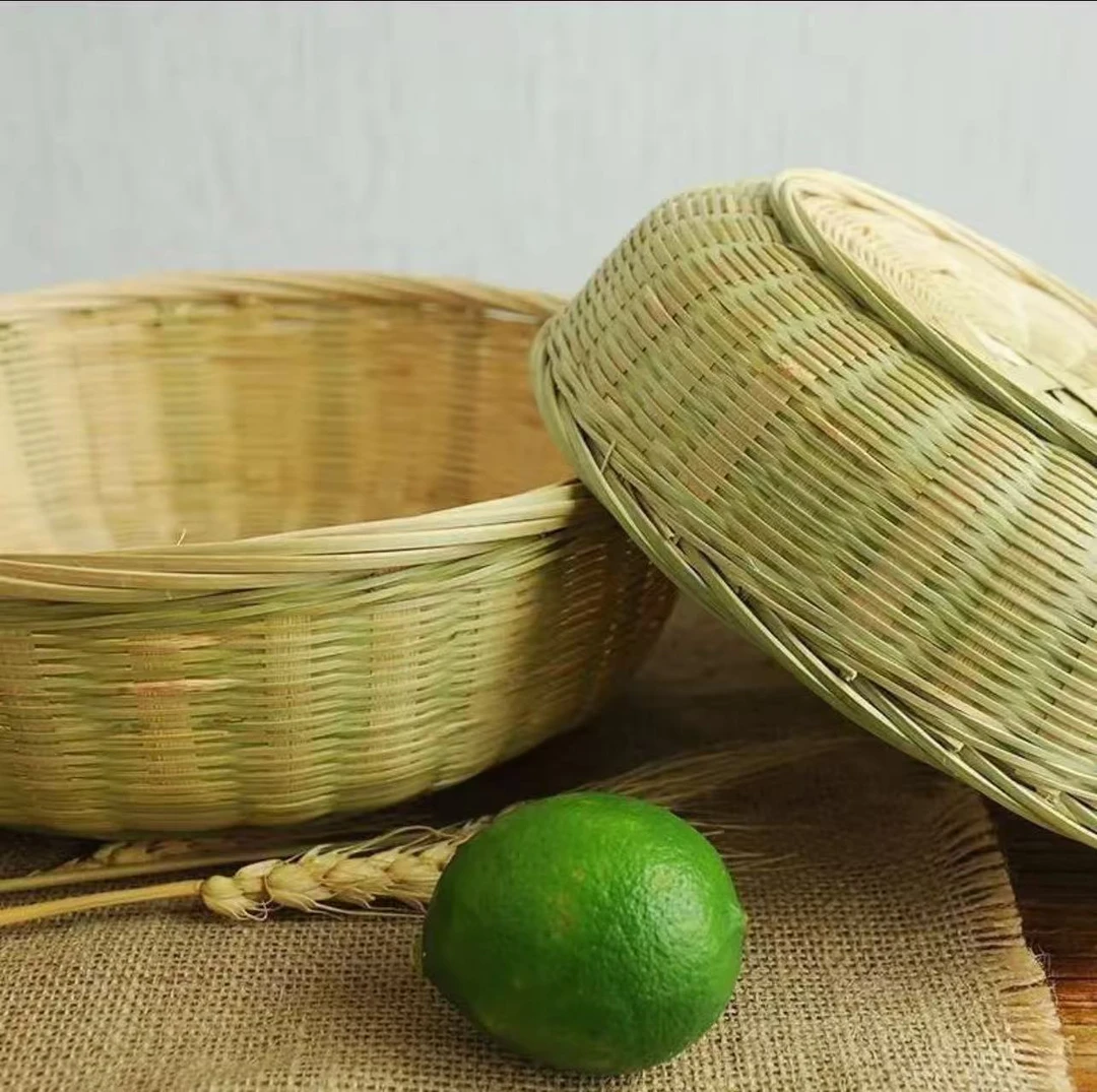 T 22cm发两个 手工编织竹制青丝篮馒头筐收纳筐耐用结实
