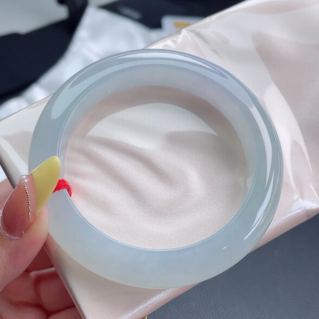 未镶嵌手镯翡翠56.7冰晴水 清透自然 泥鳅背秀气 41号