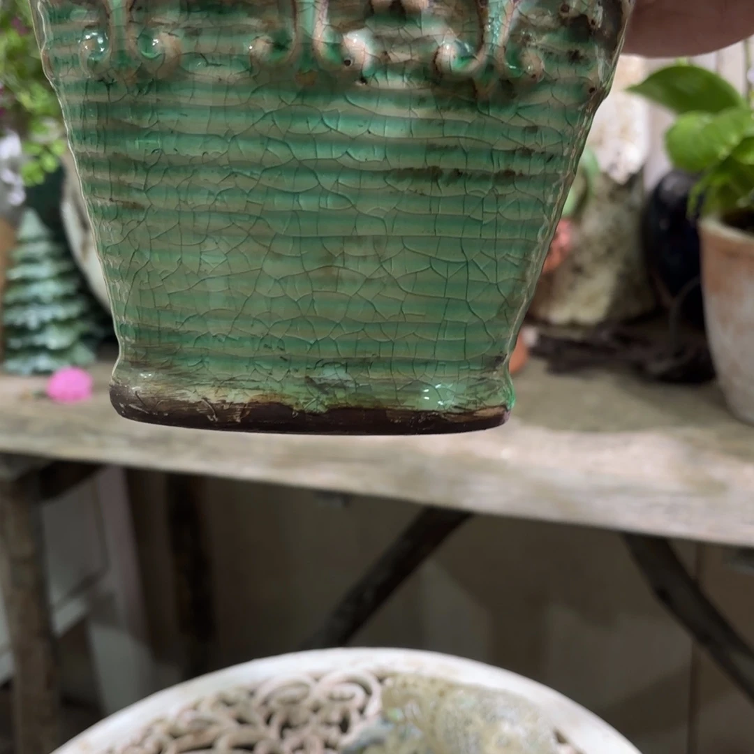 许纯的花房绿色椭圆盆无孔