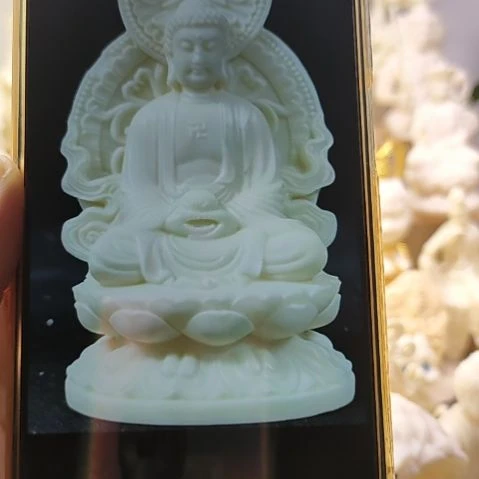 木菩提果释迦牟尼佛带屏风摆件