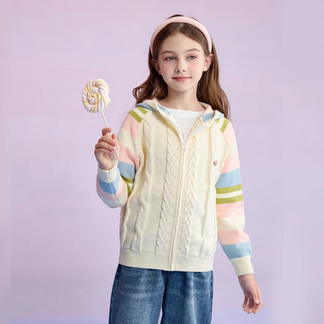 Disney/迪士尼25年儿童秋季宝宝新款外套卡通毛衣开衫外套条纹