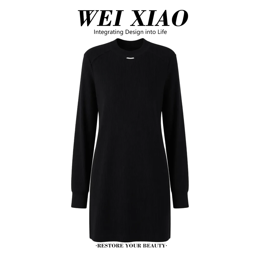 简约风长袖t恤女2025新款爆款秋冬设计感宽松中长款打底内搭上衣