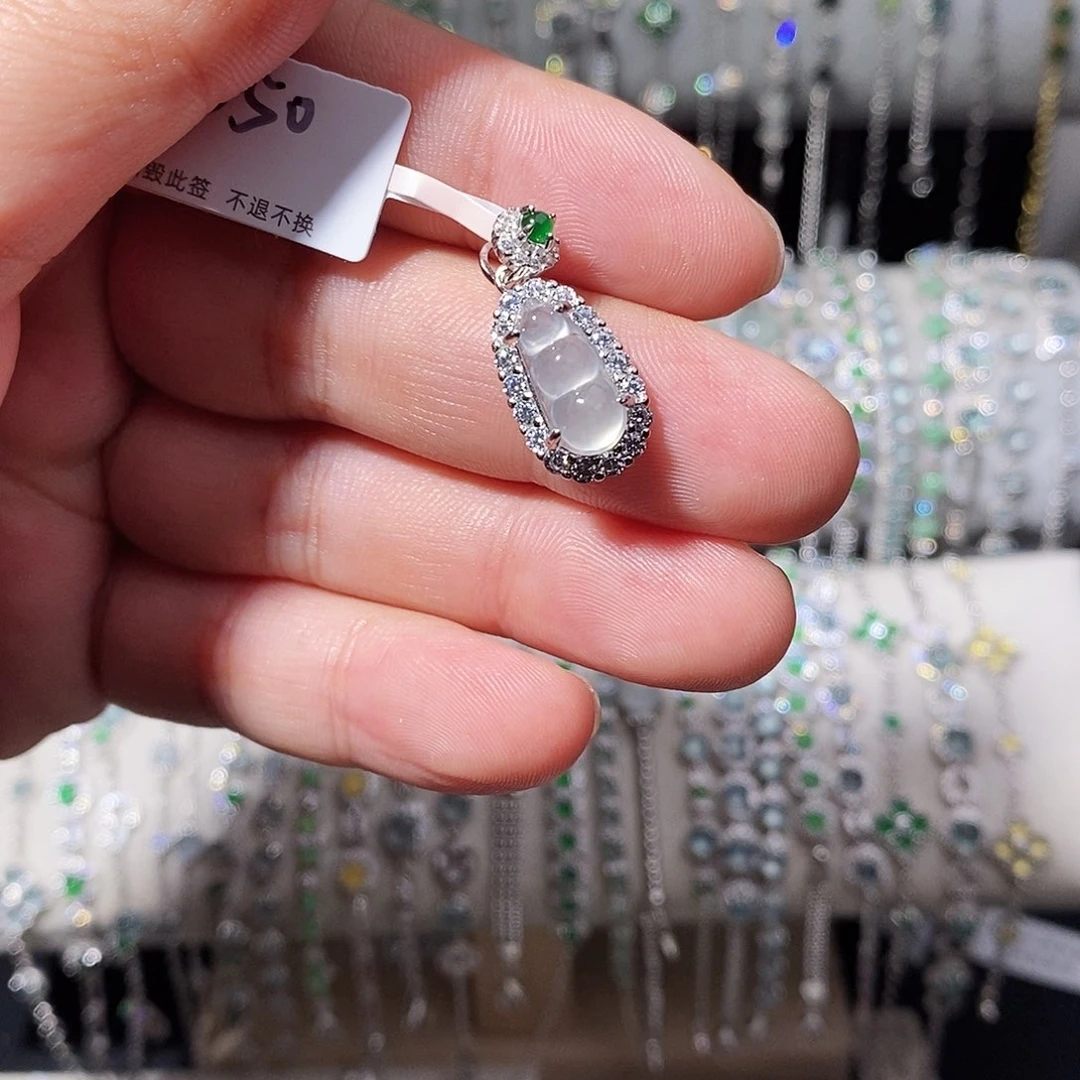 颈饰银S925镶嵌翡翠k j ji