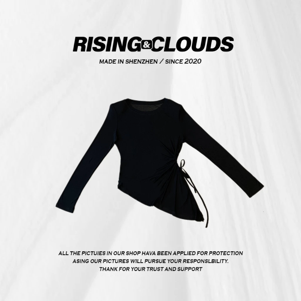 RISING&CLOUDS莎莎【纸片人】显瘦莱赛尔夏季抽绳露腰衫050442