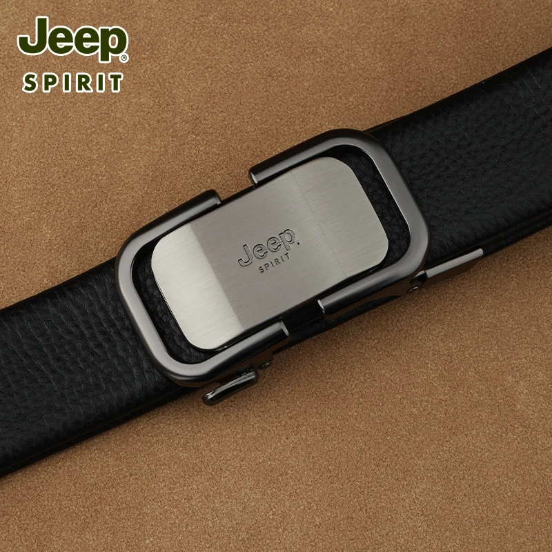 JEEP SPIRIT男士皮带真皮头层牛皮青年裤带男商务中年腰带自动扣