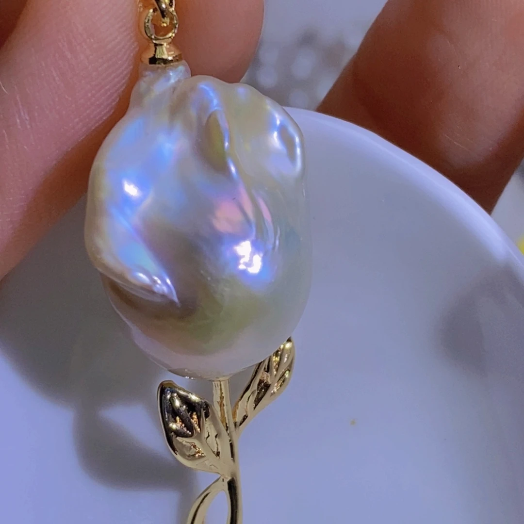 淡水珍珠银S925镶嵌天然淡水珍珠（微瑕）