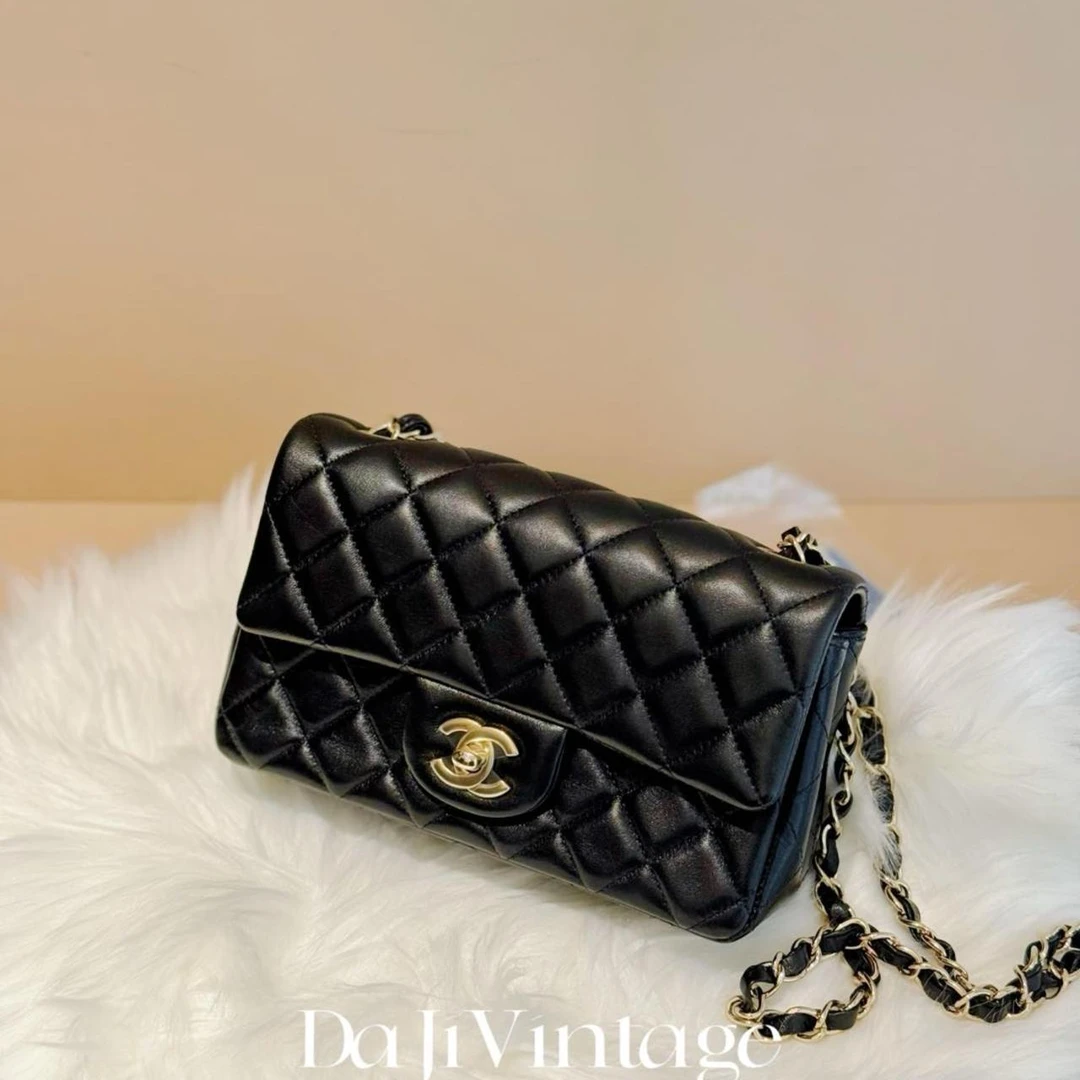 大吉中古/Chanel香奈儿黑金大mini斜挎包