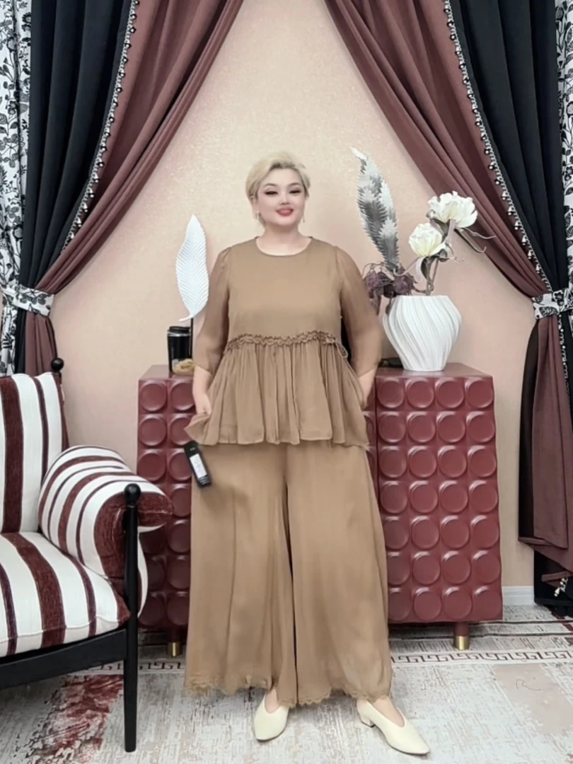 【A170】时尚新款民族风迪拜土耳其重工服饰驼色长衣裙气质舒适百搭