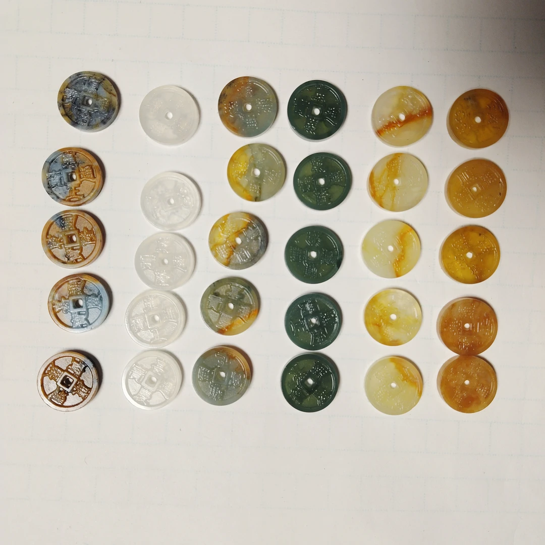 岫玉吊坠五帝钱手链配饰压襟车挂批发辽宁岫岩工厂随机发货1个