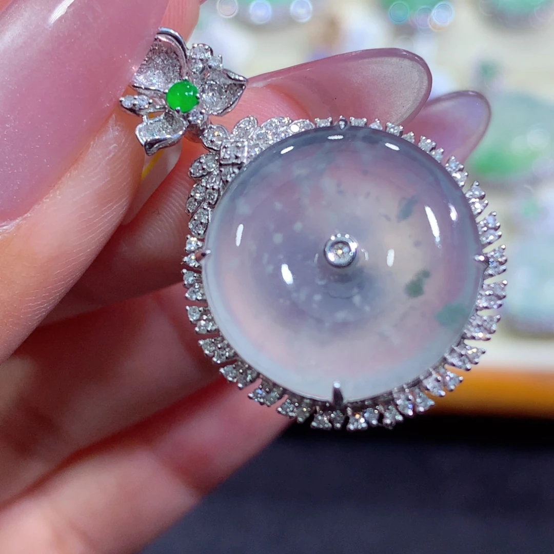 翡翠18K金镶嵌吊坠(不含链)