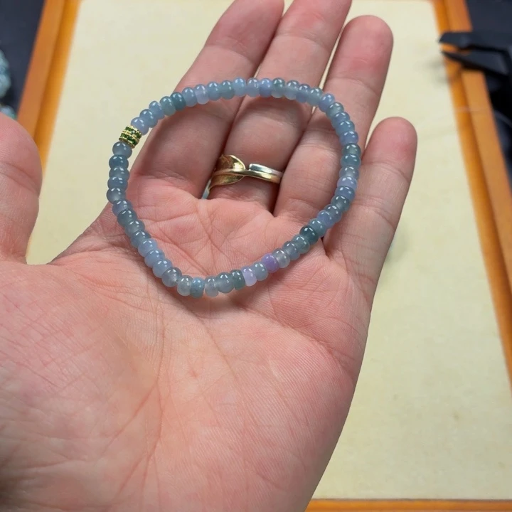 未镶嵌手链翡翠烟紫算盘珠4.8