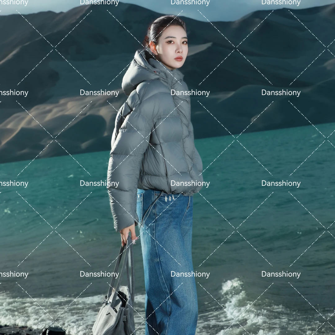 明星同款新国标90绒龟背泡芙可拆卸连帽羽绒服女