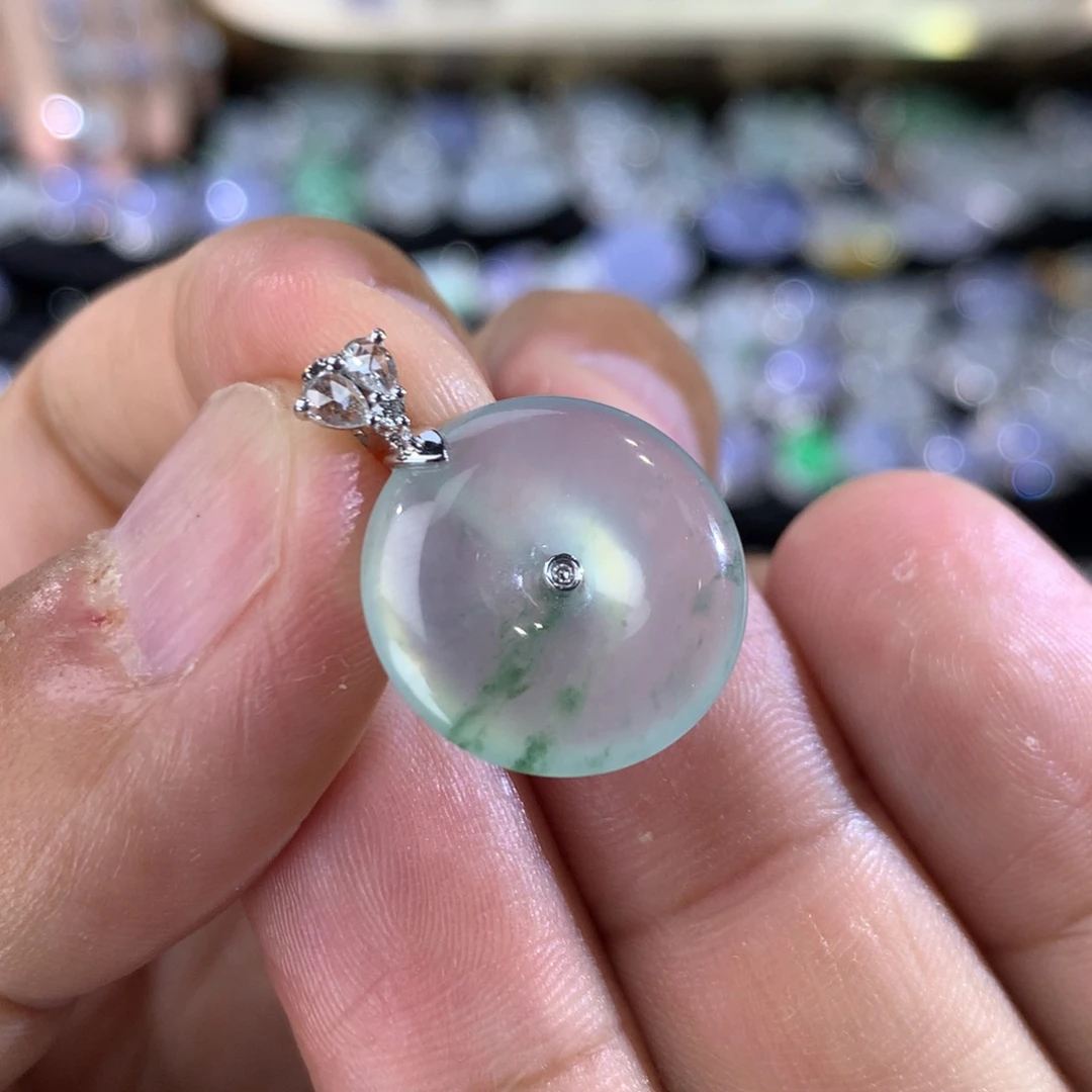 翡翠18K金镶嵌吊坠(不含链)