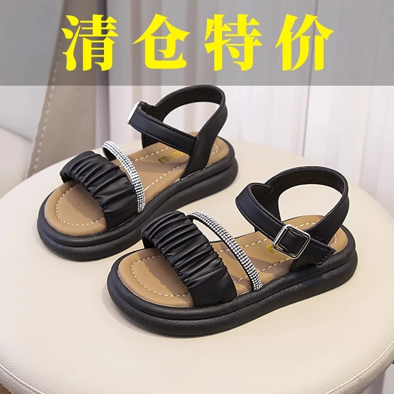 公主夏季女女童透气罗马凉鞋软底大童休闲女孩