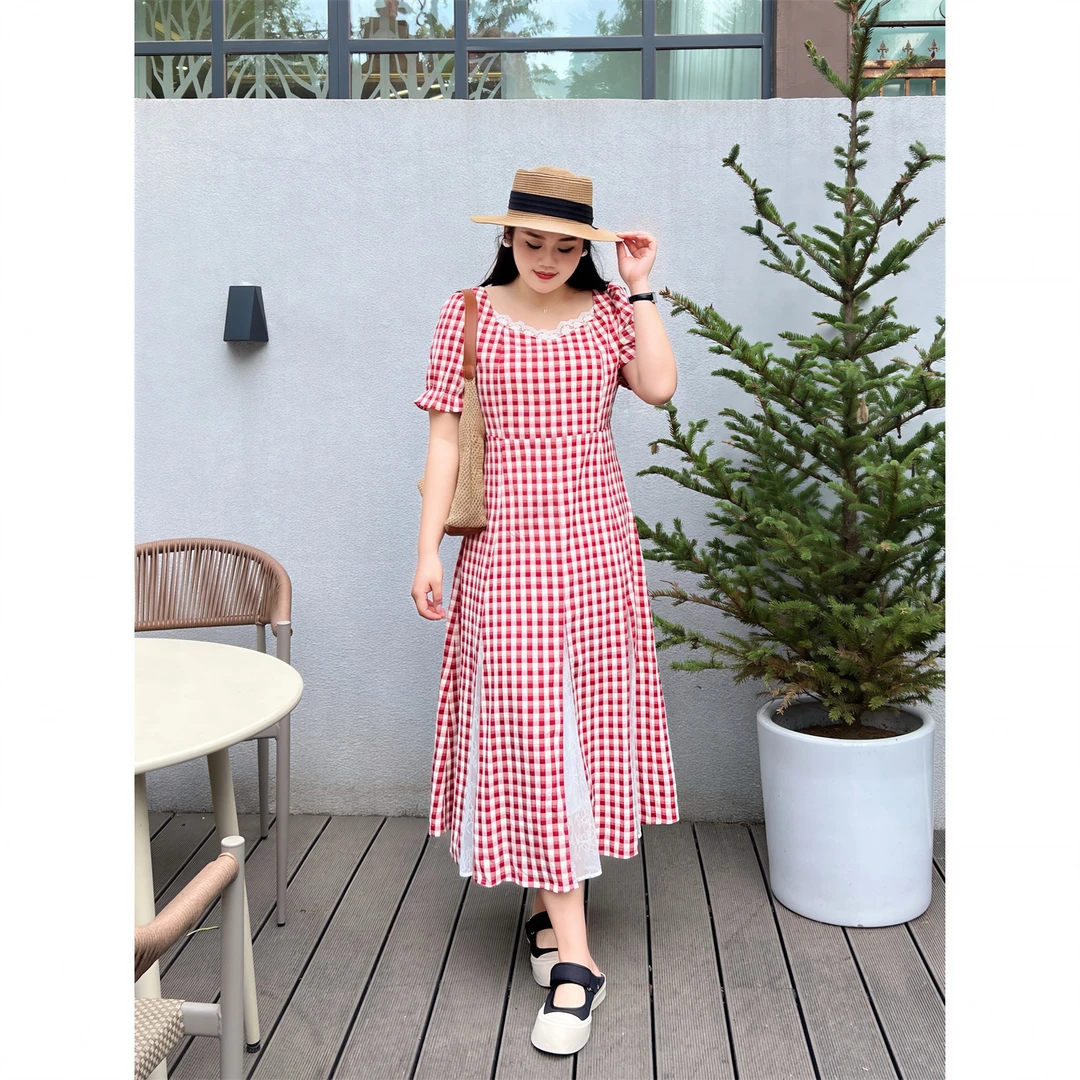 断码捡漏~云端绮想 / 法式遮肚丝拼接甜美连衣裙18203花契大码