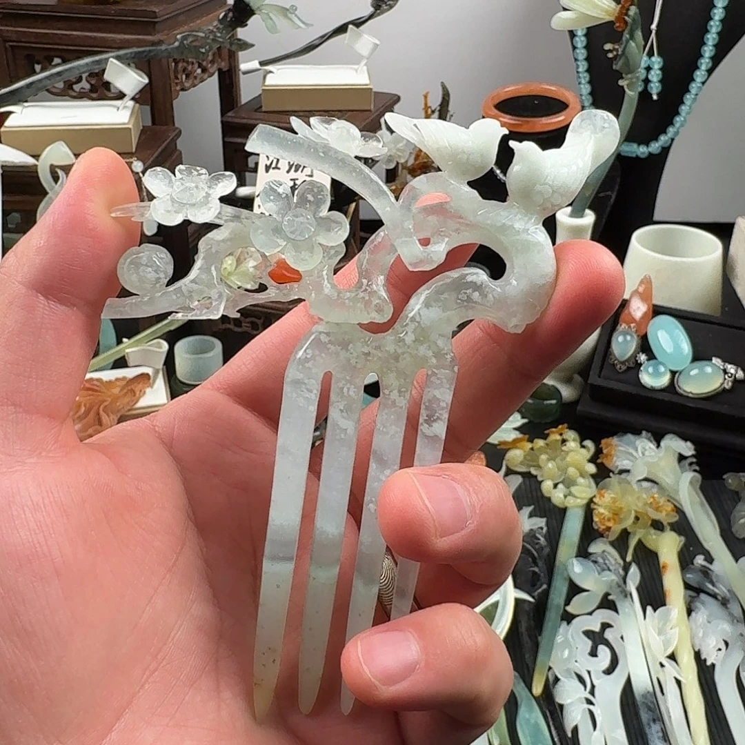 小***N蛇纹石玉未镶嵌发饰