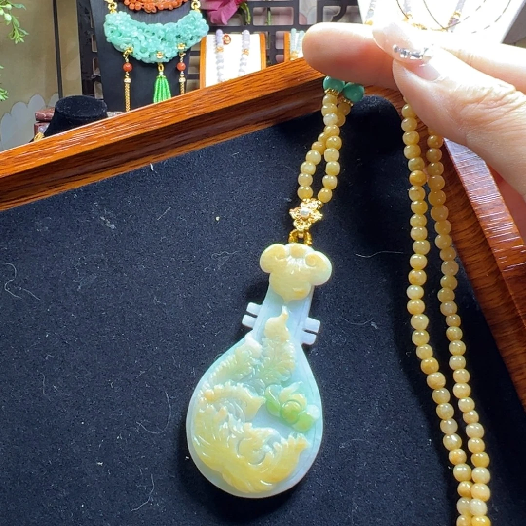 翡翠未镶嵌毛衣链琵琶