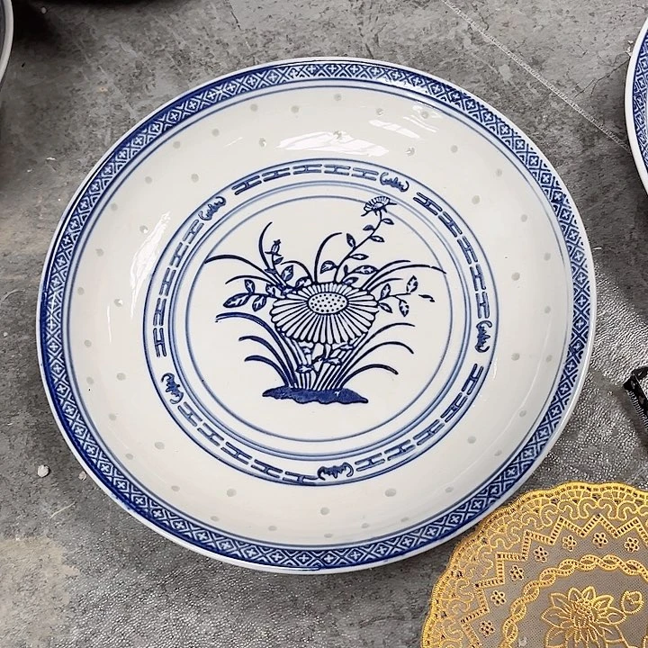 碗青花玲珑十寸兰花盘