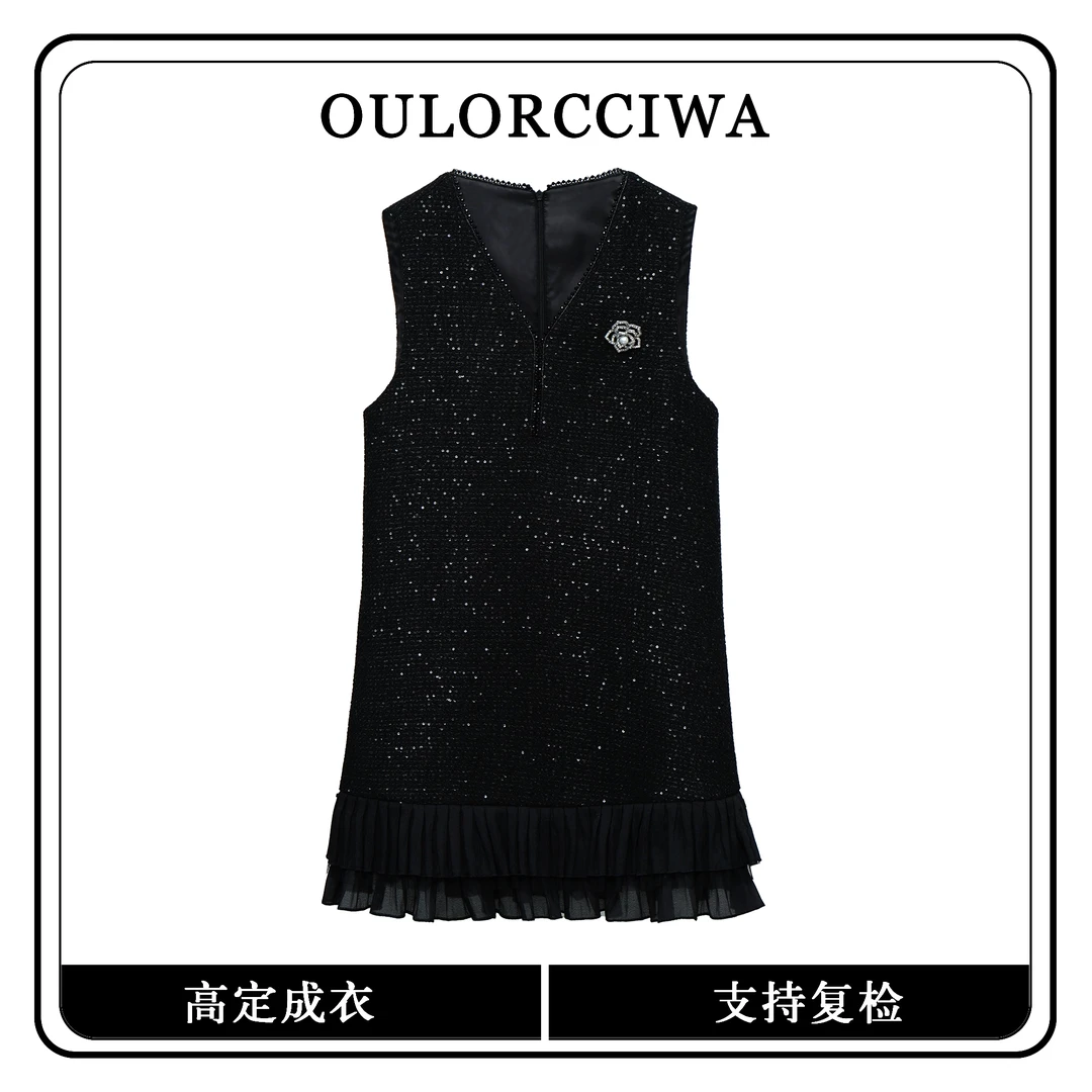 【LL】新款女装连衣裙气质时尚收腰显瘦连衣裙OLQW-794-黑色