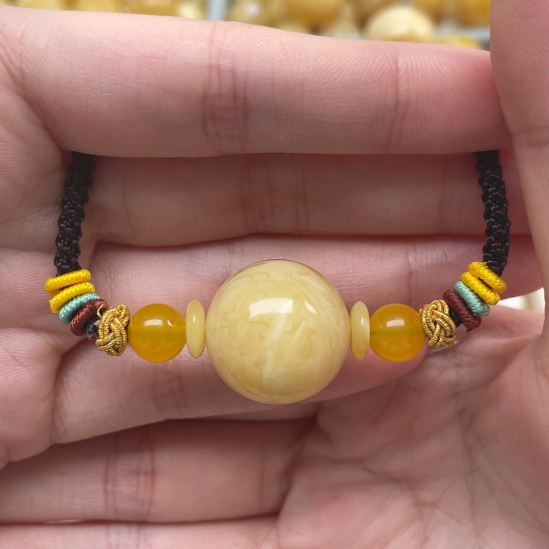 蜜蜡裸石未镶嵌蜜蜡女锁骨链20mm