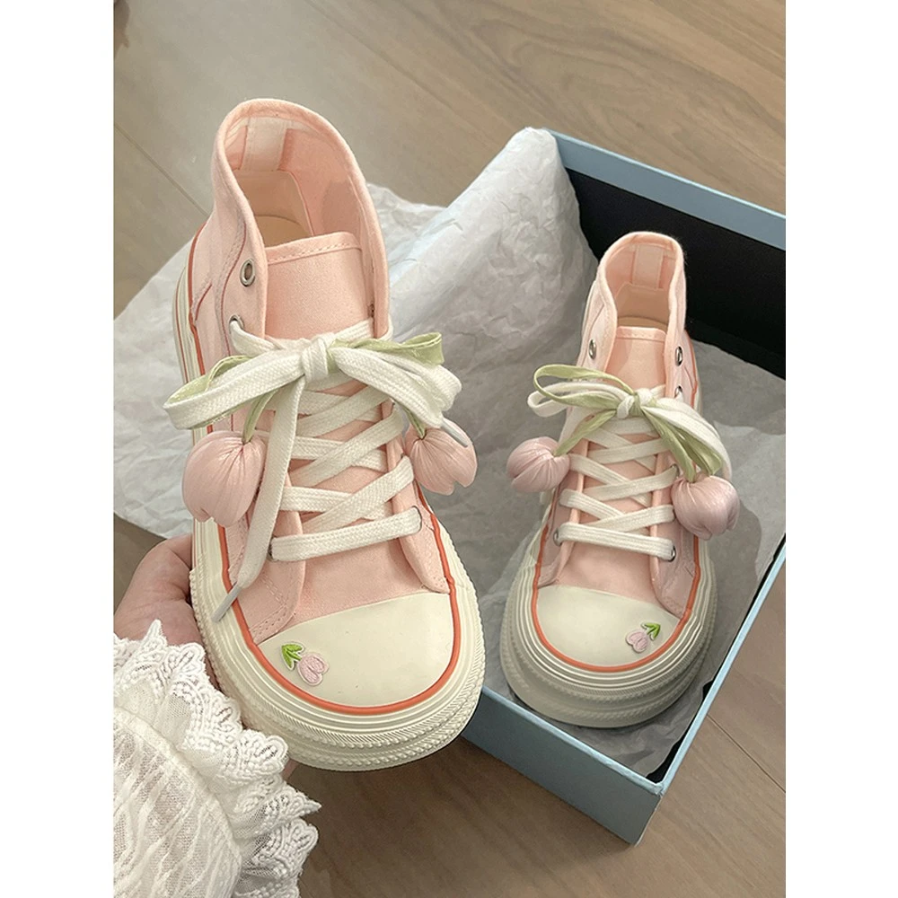 小众爆改高帮帆布鞋女2025夏季薄款透气厚底chic百搭休闲小白鞋子