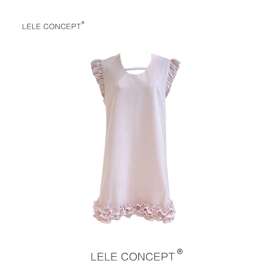 LELE CONCEPT｜「夭夭」 时尚百搭菲边无袖连衣裙Q0554
