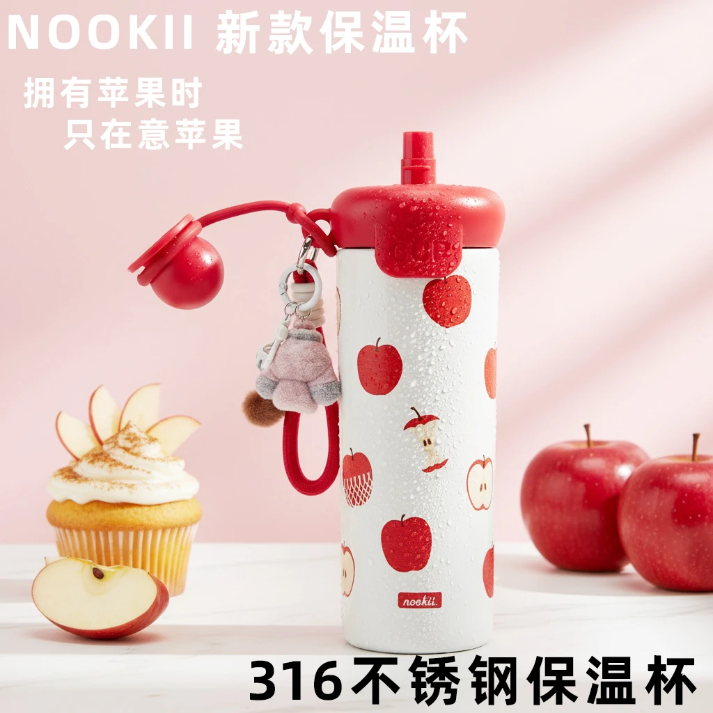 水杯女新款2025高颜值保温杯便携吸管卡通可爱风学生圣诞礼物