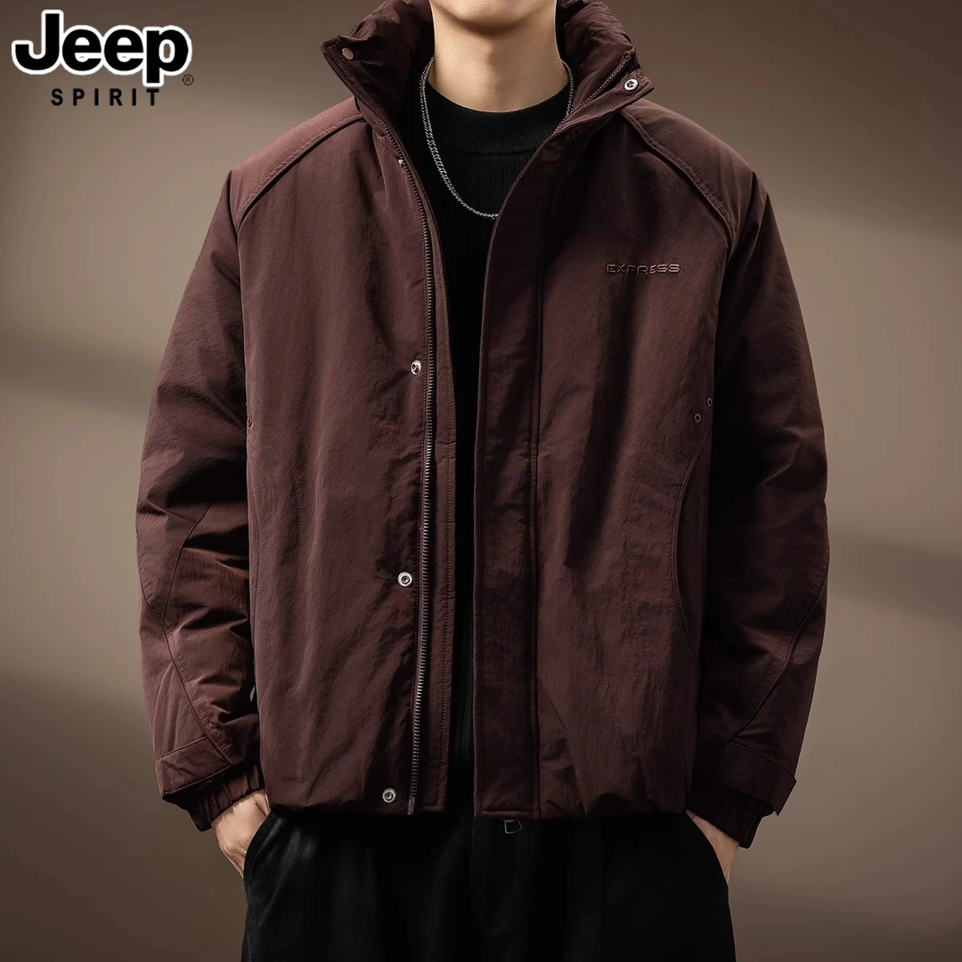 JEEPSPIRIT吉普高端无帽立领羽绒服男冬季加厚保暖休闲运动夹克