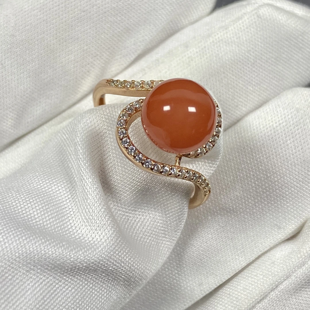 【亿轩珠宝】JN南红冰红圆珠戒指8mm+