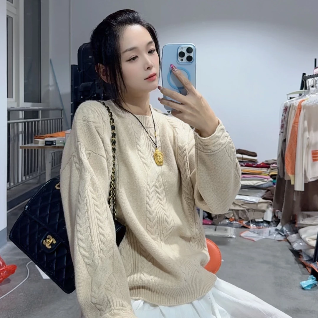 【100%山羊绒】2025年秋冬新款气质长袖加厚套头100-200